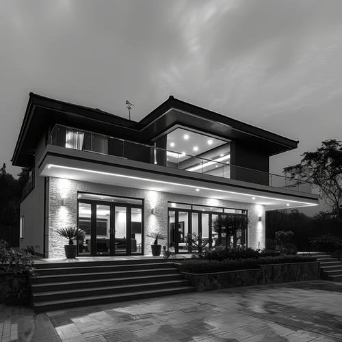 black-white-photo-house-with-lar